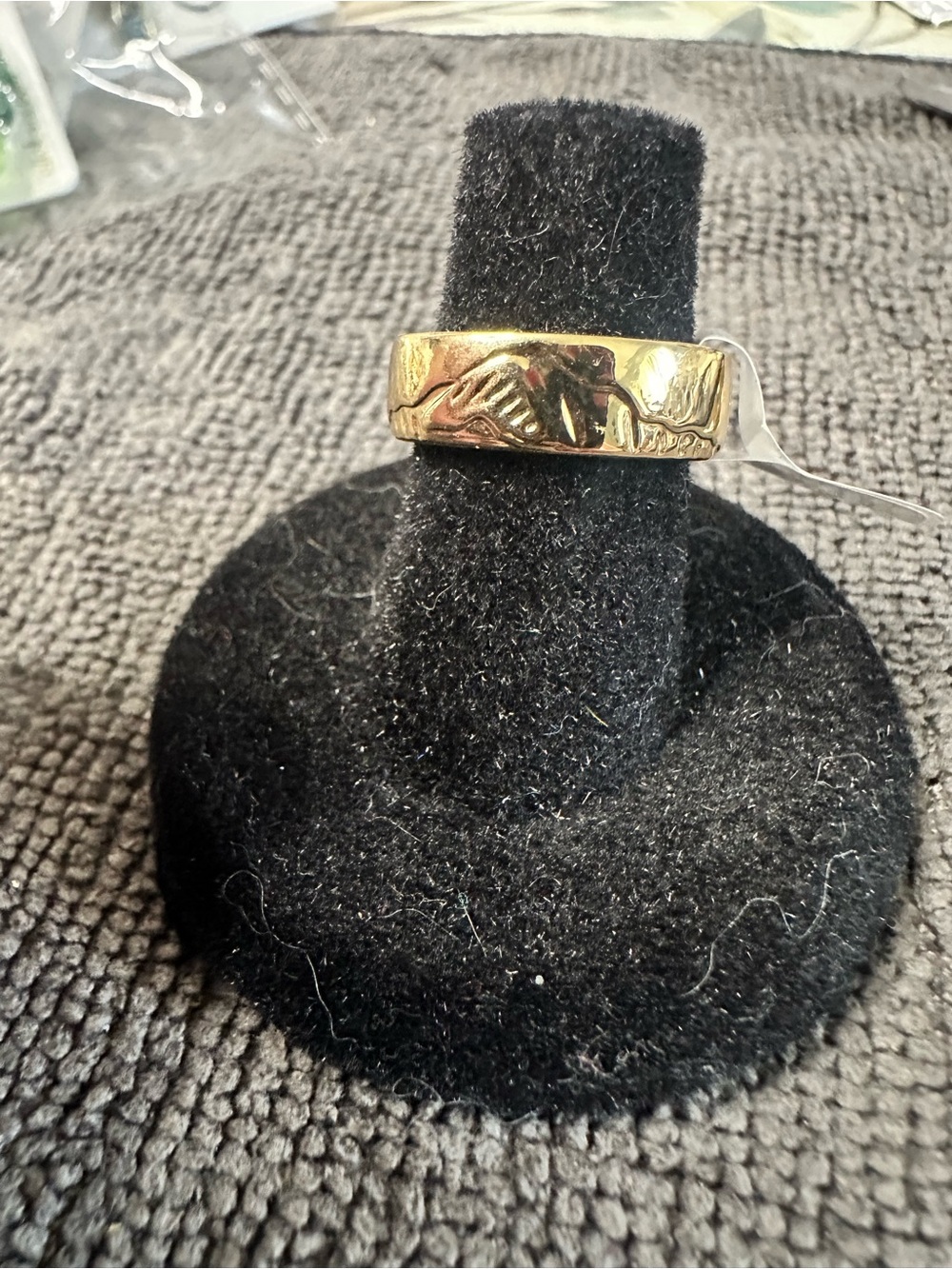 Gold-Tone Men's Wide Patterned Band Ring size 3